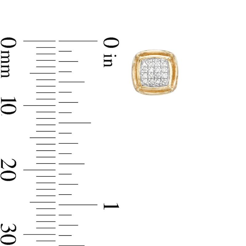 Main Image 3 of 1/20 CT. T.W. Diamond Pavé Cube Earrings in Sterling Silver with 14K Gold Plate