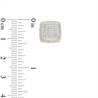 Diamond Accent Square Cuban Side Earrings in Sterling Silver with 14K Gold Plate