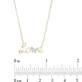 14K Gold Plated Diamond Accent Love Butterfly Pendant - 18"