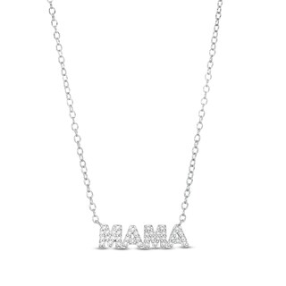 Sterling Silver 1/8 CT. T.W. Diamond Mama Pendant - 18"