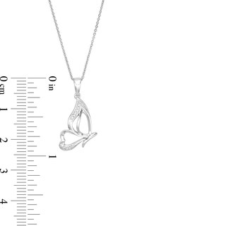 Diamond-Accent Half Butterfly Necklace in Sterling Silver - 18"
