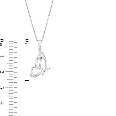 Diamond-Accent Half Butterfly Necklace in Sterling Silver - 18"