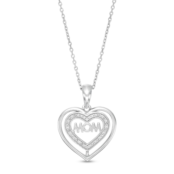 1/20 CT. T.W. Diamond Mom Heart Necklace in Sterling Silver - 18"