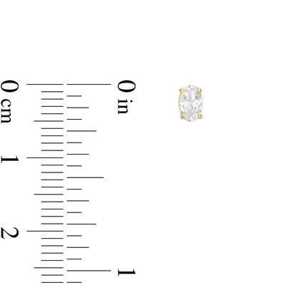 Cubic Zirconia Oval Stud Earrings in 10K Solid Gold