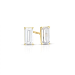 Cubic Zirconia Baguette Stud Earrings in 10K Solid Gold