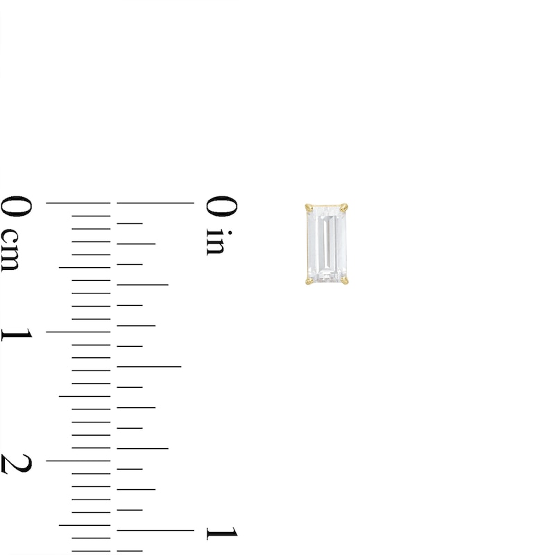 Main Image 2 of Cubic Zirconia Baguette Stud Earrings in 10K Solid Gold