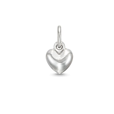14K White Gold Puffy Heart Bracelet Charm