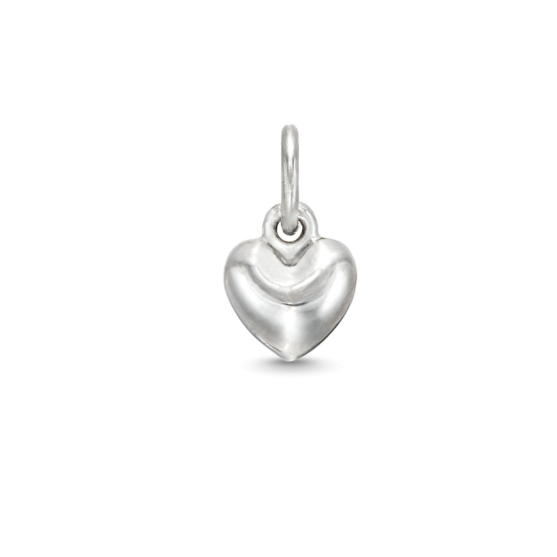 14K White Gold Puffy Heart Bracelet Charm