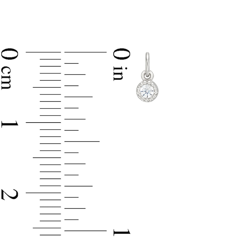 ​​​​​​​Cubic Zirconia Round Bezel Bracelet Charm in 14K Semi-Solid White Gold