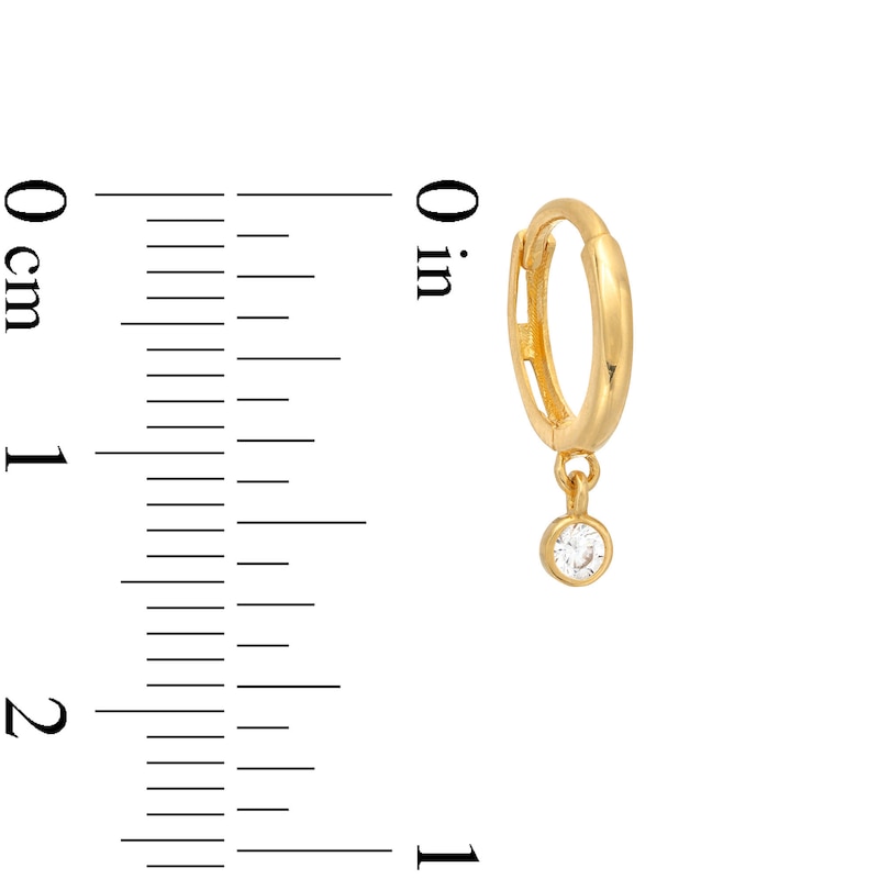 Main Image 2 of 14K Gold CZ Bezel Drop Hoop - 18G 5/16"