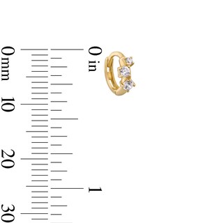 14K Gold CZ Three Stone Hoop -18G 1/4"