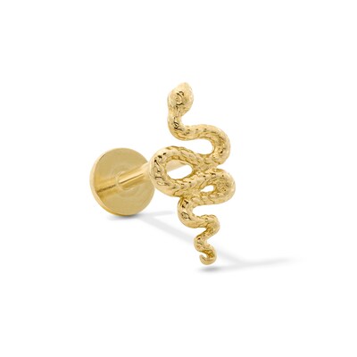 14K Gold Snake Cartilage Barbell - 18G 5/16"