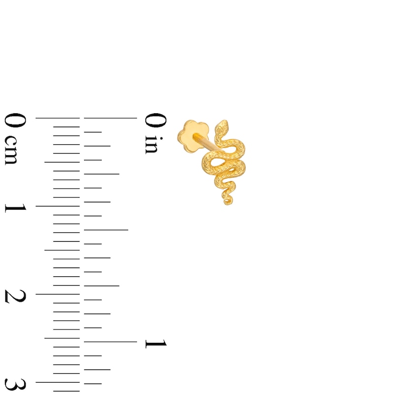 14K Gold Snake Cartilage Barbell - 18G 5/16"