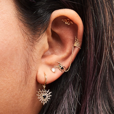 14K Gold Snake Cartilage Barbell - 18G 5/16"