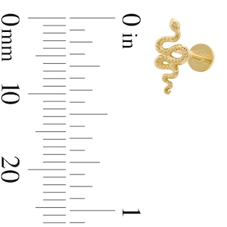 14K Gold Snake Cartilage Barbell - 18G 5/16"