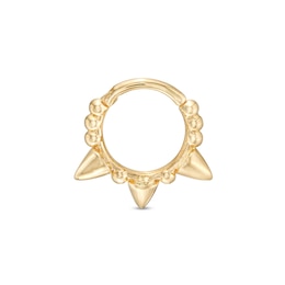14K Gold Ball and Spike Hoop - 16G 3/8&quot;
