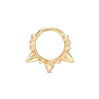 14K Gold Ball and Spike Hoop - 16G 3/8"
