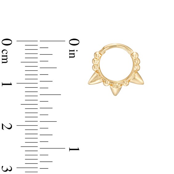14K Gold Ball and Spike Hoop - 16G 3/8"