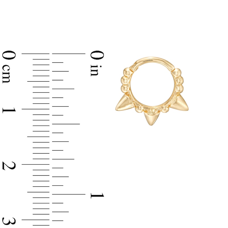 Main Image 2 of 14K Gold Ball and Spike Hoop - 16G 3/8"