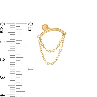 14K Gold Double Chain Cartilage Barbell - 18G 5/16"