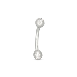 14K White Gold CZ Bezel Curved Barbell - 18G 5/16&quot;