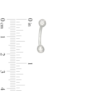 14K White Gold CZ Bezel Curved Barbell - 18G 5/16"