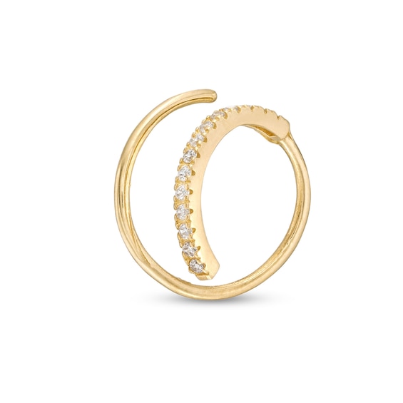 14K Gold CZ Twist Hoop - 18G 5/16"