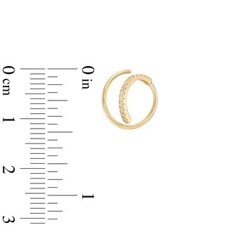 14K Gold CZ Twist Hoop - 18G 5/16"