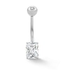 Thumbnail Image 0 of 10K Solid White Gold CZ Radiant-Cut Belly Ring - 14G 7/16"