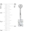 Thumbnail Image 1 of 10K Solid White Gold CZ Radiant-Cut Belly Ring - 14G 7/16"
