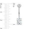 Thumbnail Image 2 of 10K Solid White Gold CZ Radiant-Cut Belly Ring - 14G 7/16"