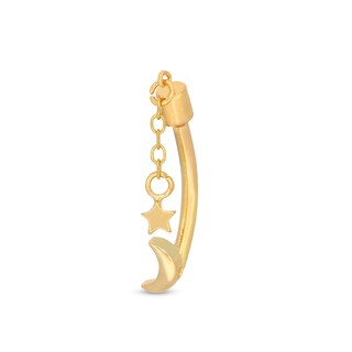 10K Gold Moon and Star Chain Belly Ring - 14G 7/16"