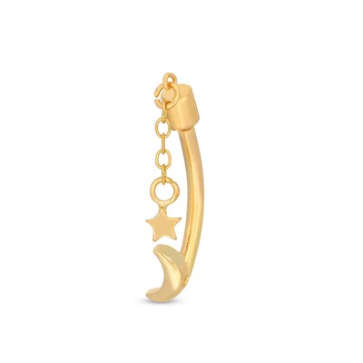 10K Gold Moon and Star Chain Belly Ring - 14G 7/16"