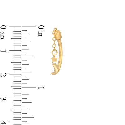 10K Gold Moon and Star Chain Belly Ring - 14G 7/16"