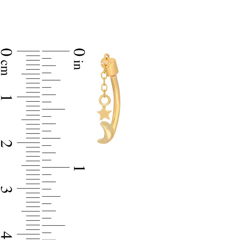 Main Image 2 of 10K Gold Moon and Star Chain Belly Ring - 14G 7/16"