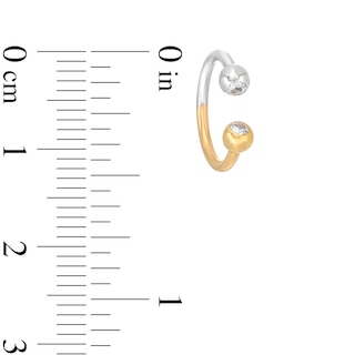 14K Gold CZ Two-Tone Horseshoe - 16G 3/8"