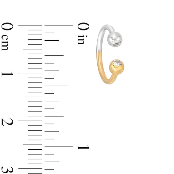 14K Gold CZ Two-Tone Horseshoe - 16G 3/8"