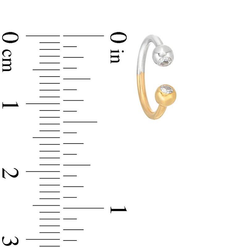 14K Gold CZ Two-Tone Horseshoe - 16G 3/8"