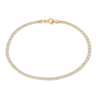 10K Semi-Solid Gold Diamond-Cut Mariner Chain Bracelet Made in Italy - 7.5"