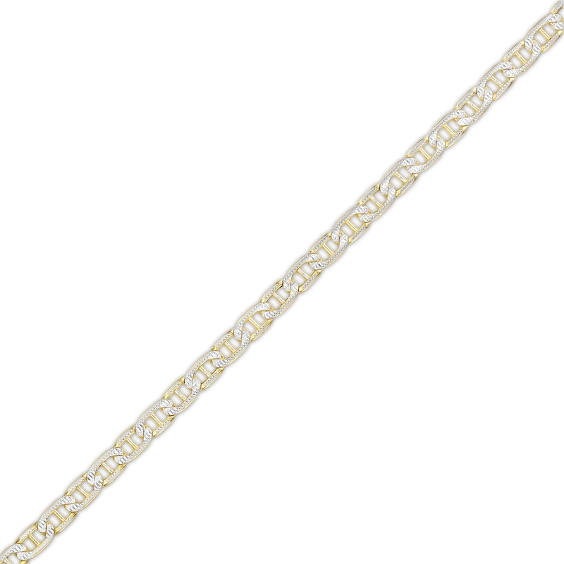 10K Semi-Solid Gold Diamond-Cut Mariner Chain Bracelet Made in Italy - 7.5"