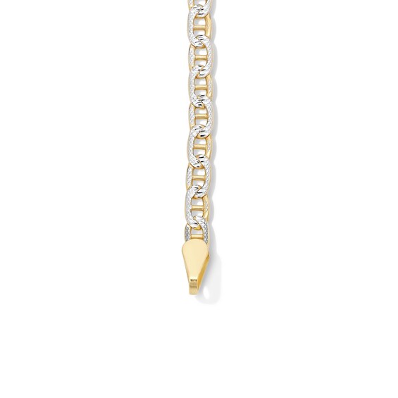 10K Semi-Solid Gold Diamond-Cut Mariner Chain Bracelet Made in Italy - 7.5"