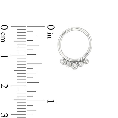 Titanium Crystal Five Stone Cartilage Hoop - 16G 3/8"