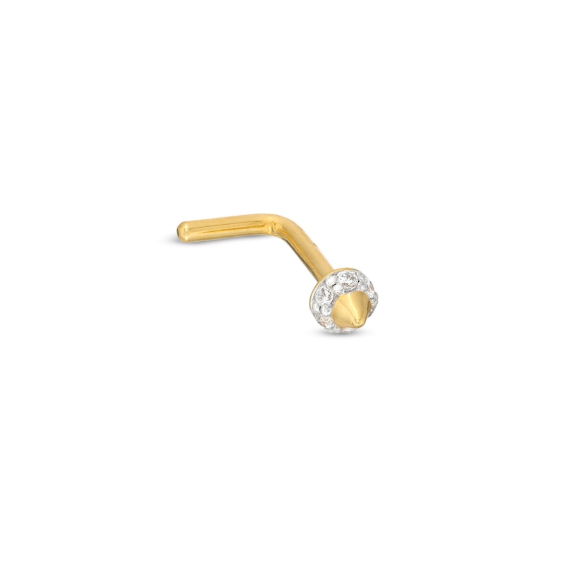 Main Image 1 of 14K Gold CZ Spike L-Shaped Nose Stud - 18G 5/16"