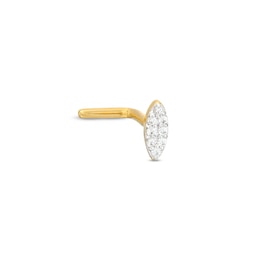 14K Gold Diamond Accent Pavé Marquise L-Shaped Nose Stud - 18G 5/16&quot;