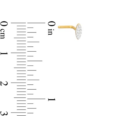 14K Gold Diamond Accent Pavé Marquise L-Shaped Nose Stud - 18G 5/16"