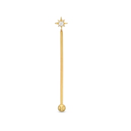 10K Gold CZ Starburst Industrial Barbell - 16G 1 3/8&quot;