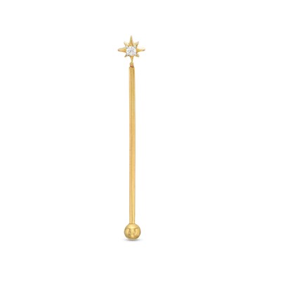 10K Gold CZ Starburst Industrial Barbell - 16G 1 3/8"