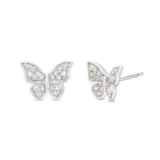 1/10 CT. T.W. Diamond Butterfly Stud Earrings in Sterling Silver