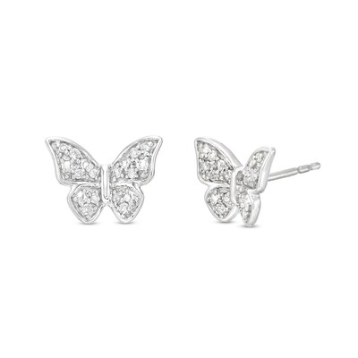 1/10 CT. T.W. Diamond Butterfly Stud Earrings in Sterling Silver