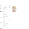Thumbnail Image 2 of 1/10 CT. T.W. Diamond Hamsa Stud Earrings in Sterling Silver with 14K Gold Plate